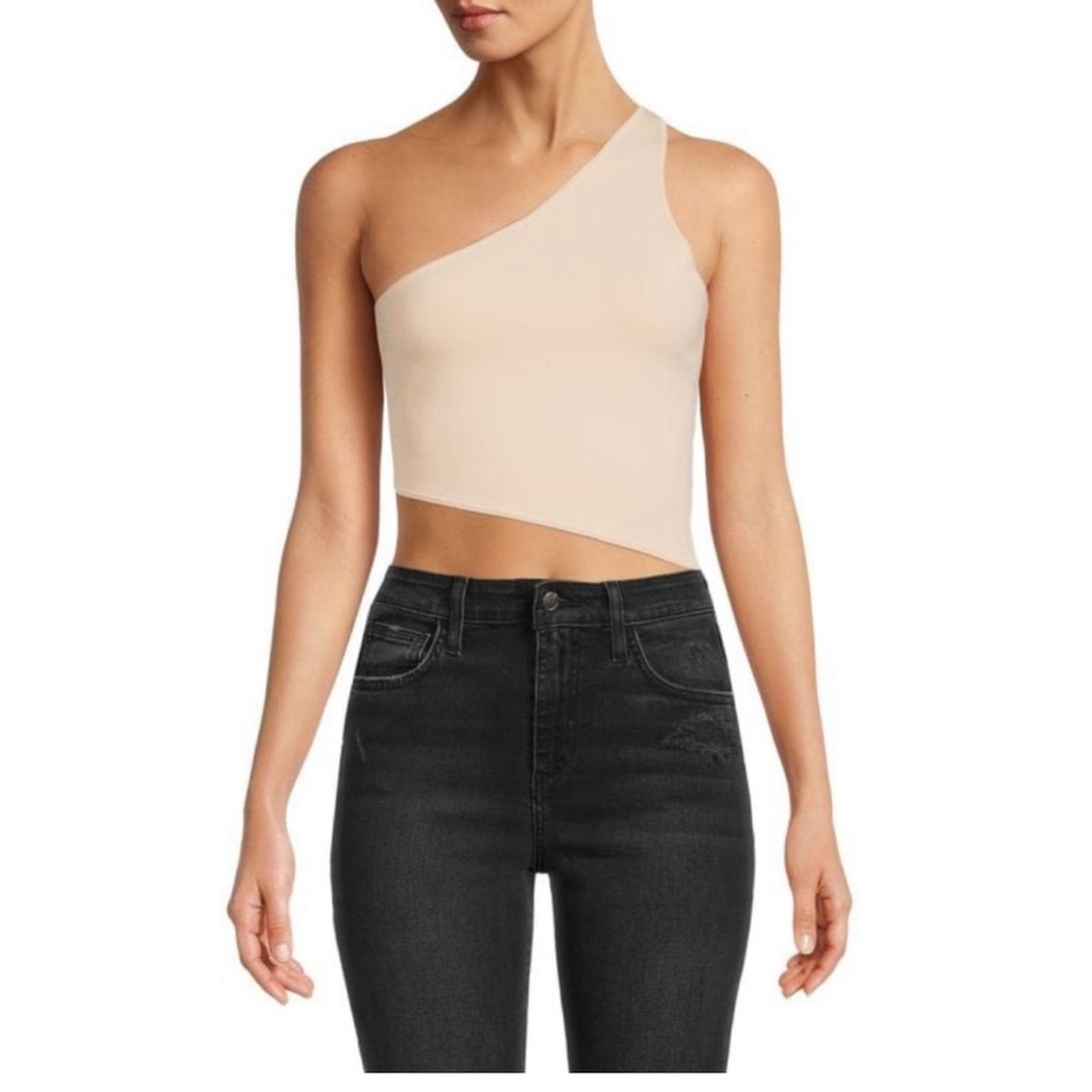 A.L.C. One-Shoulder Cream Crop Top